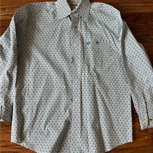 Wrangler Men's Geometric Print Shirt - White and Blue